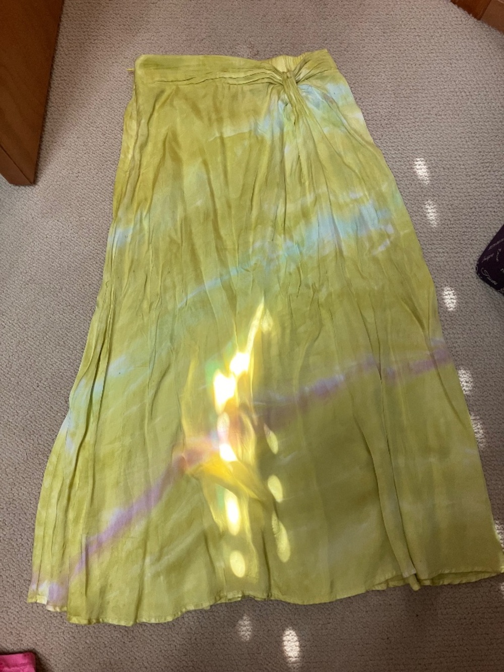 Tie dye silk like skirt
